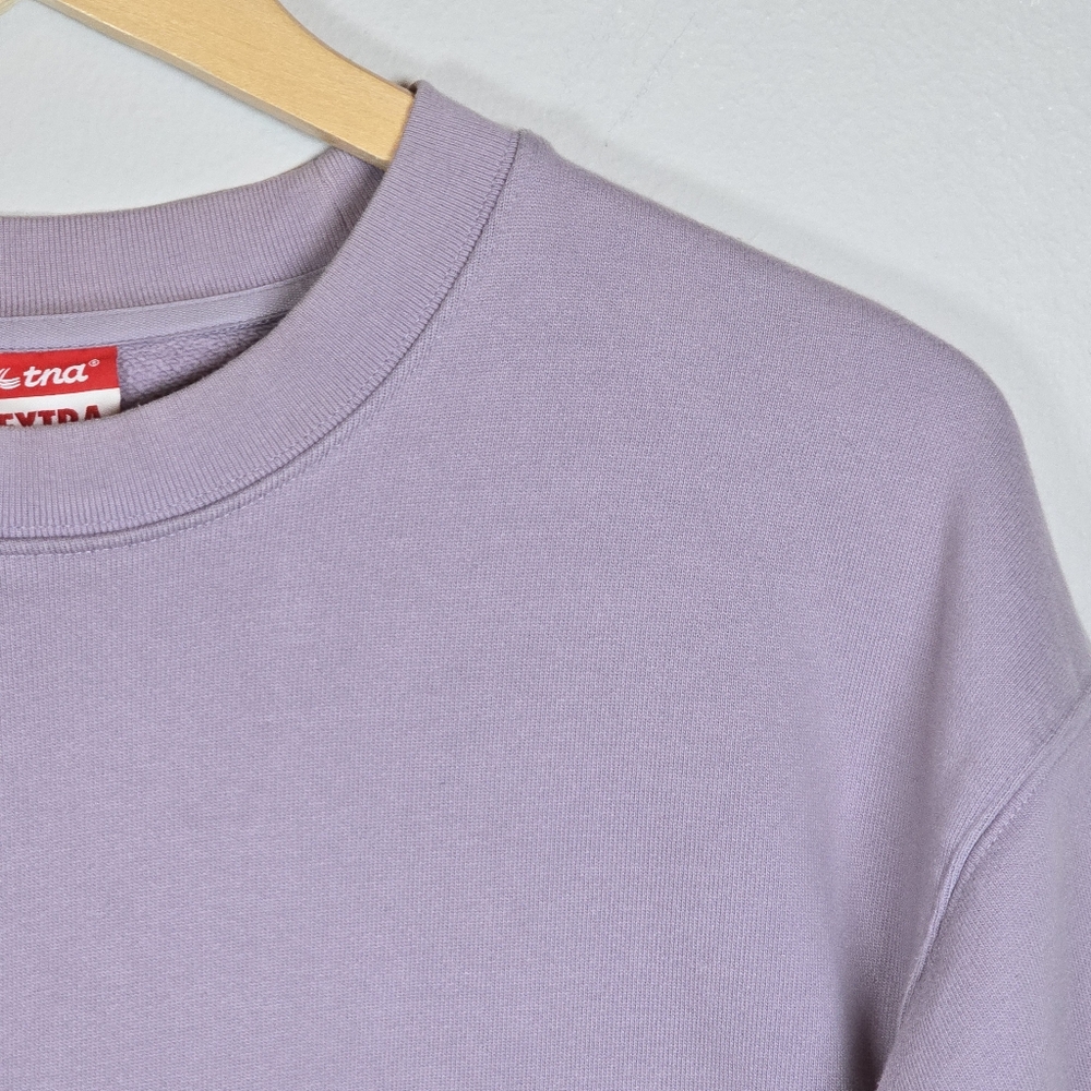 Tna Extra Fleece Women's Organic Cotton Sweatshirt Lavender Crewneck Sustainable - Picture 7 of 12